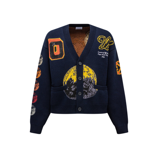 OMHB019F23KNI0014784 Off-White Blue Moon Phase Varsity Cardigan Navy