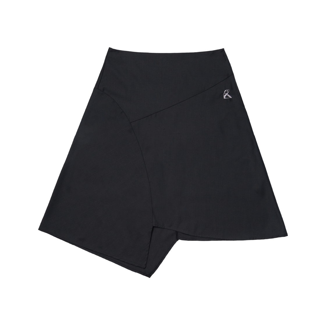 R-25-SU08 Riomeu Asymmetric Midi Skirt Dark Gray