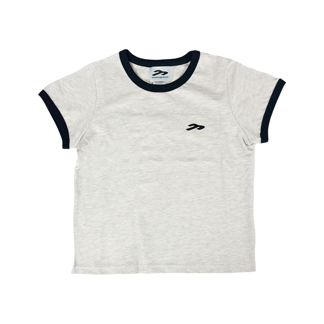 (W) 탄산마그네슘 탄산 아플리케 링거 티셔츠 아이보리((W) Tansanmagnesium Tansan Applique Ringer T-Shirt Ivory)
