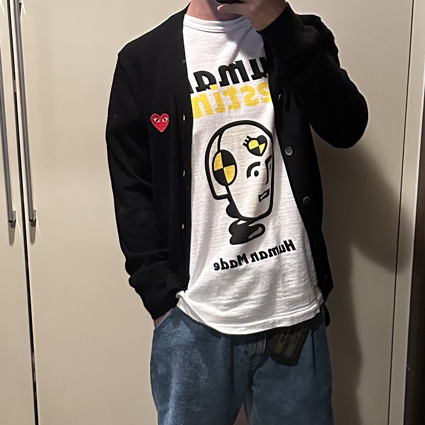 Human Made x A$AP Rocky Human Testing T-Shirt White 착용 스타일 - 2