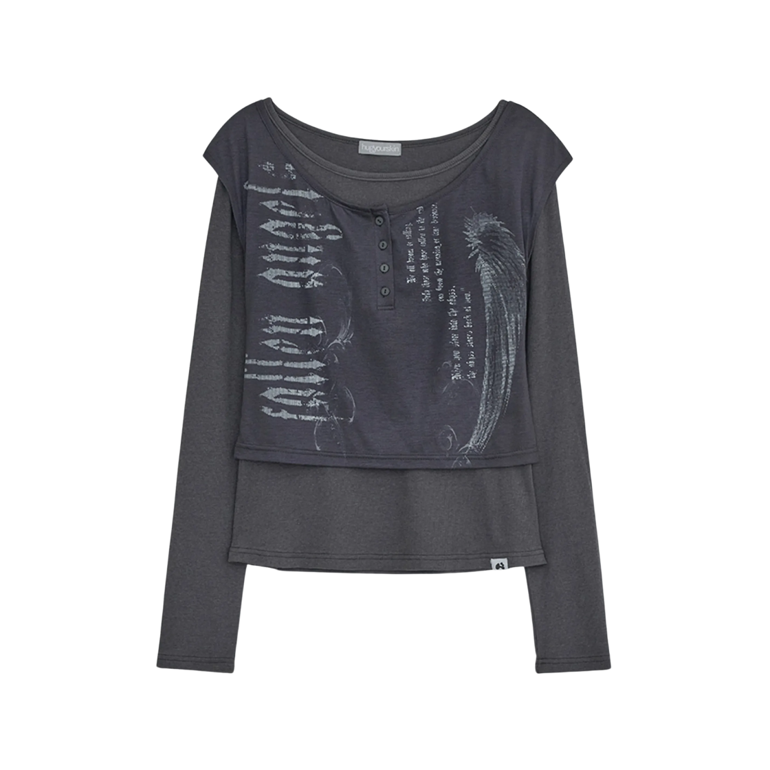 (W) 허그유어스킨 폴른 엔젤 레이어드 탑 차콜((W) hugyourskin Fallen Angel Layered Top Charcoal)