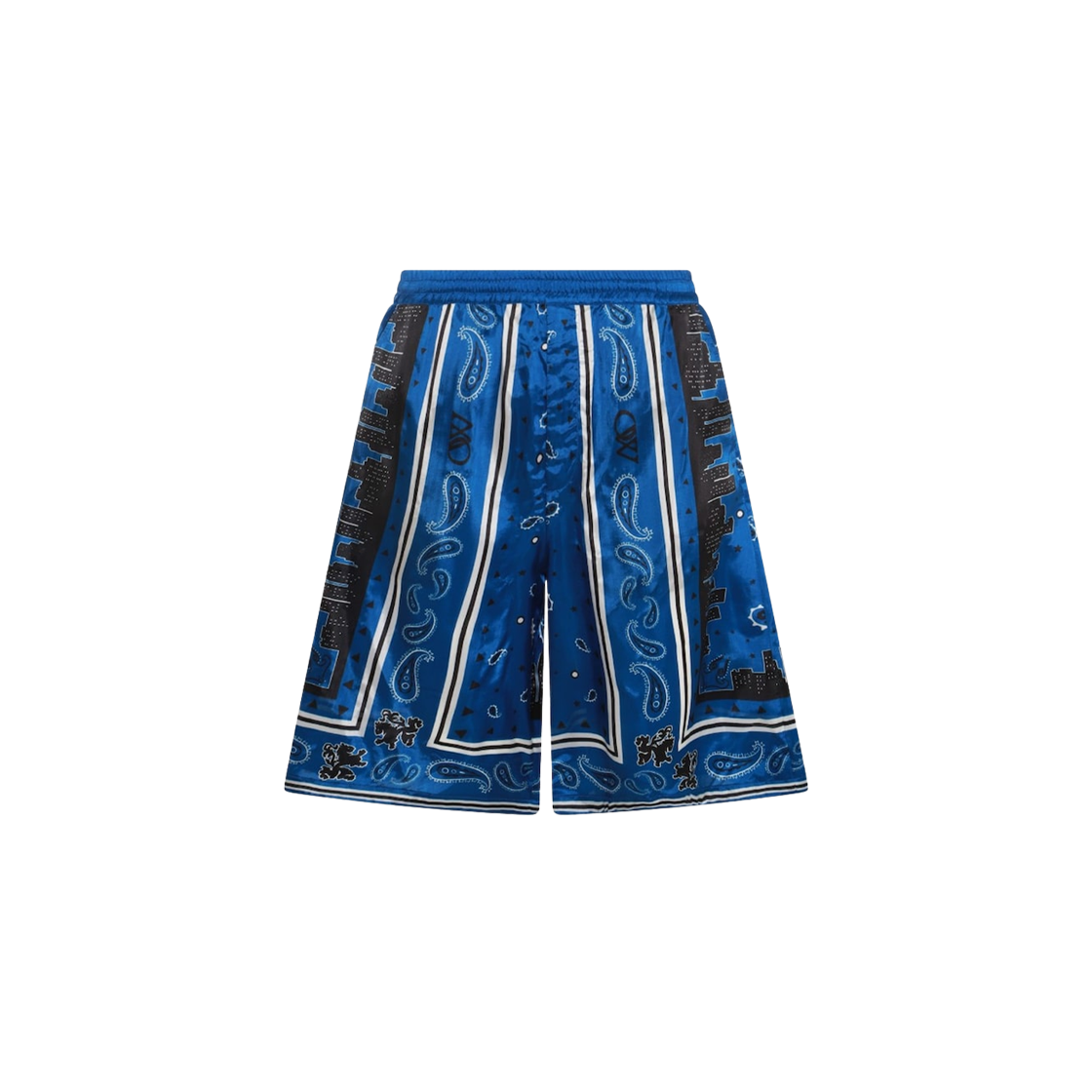 OMCB092S24FAB0014600 Off-White Bandana Viscose Shorts Blue