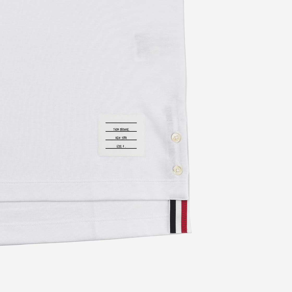 톰브라운 코튼 밀라노 스트라이프 티셔츠 화이트(Thom Browne Cotton Milano Stripe T-Shirt White) - 3