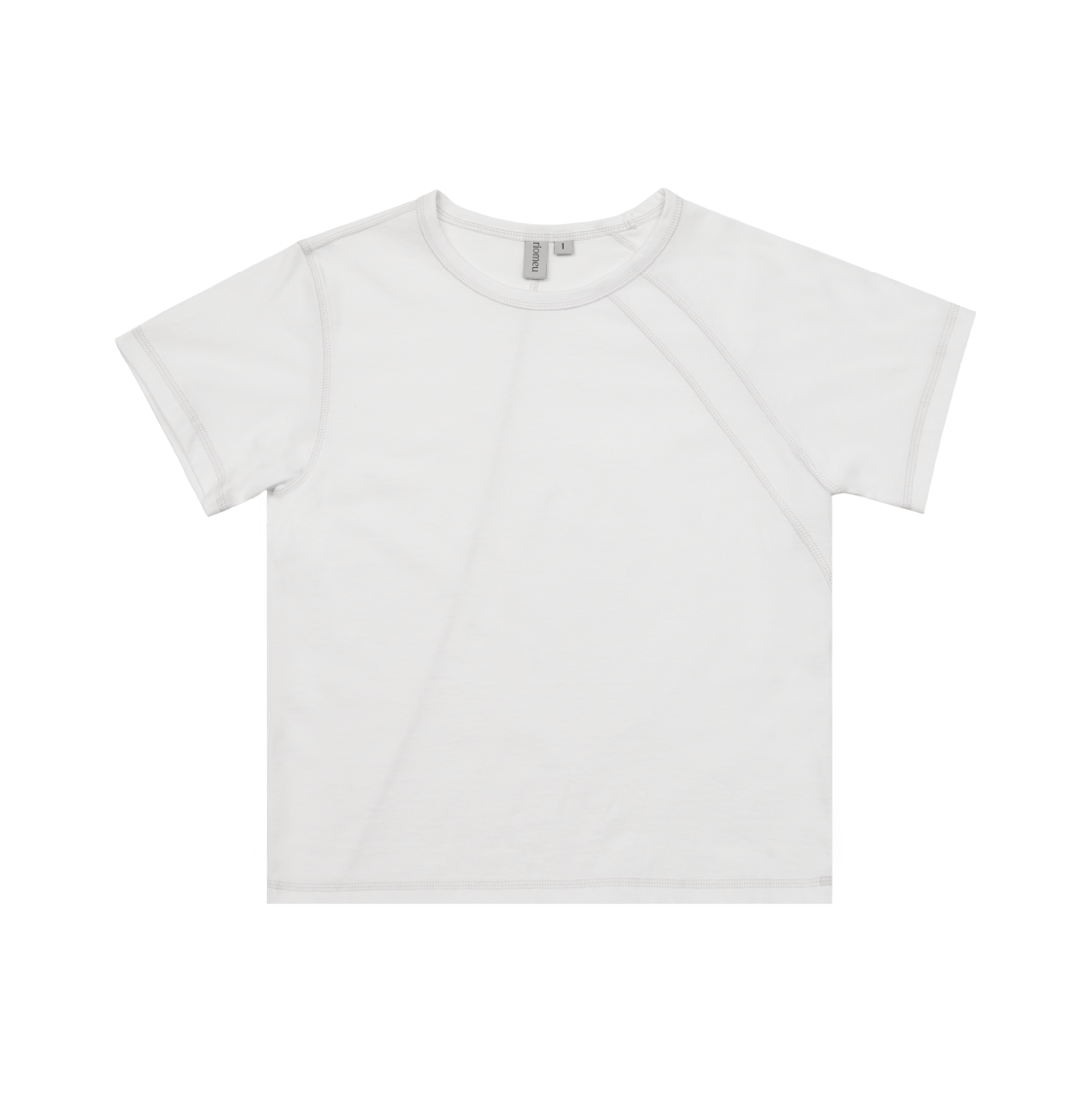 리오므 언발란스 절개 반팔 티셔츠 화이트(Riomeu Unbalance Incision Short Sleeve White)