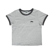 (W) Tansanmagnesium Tansan Applique Ringer T-Shirt Grey