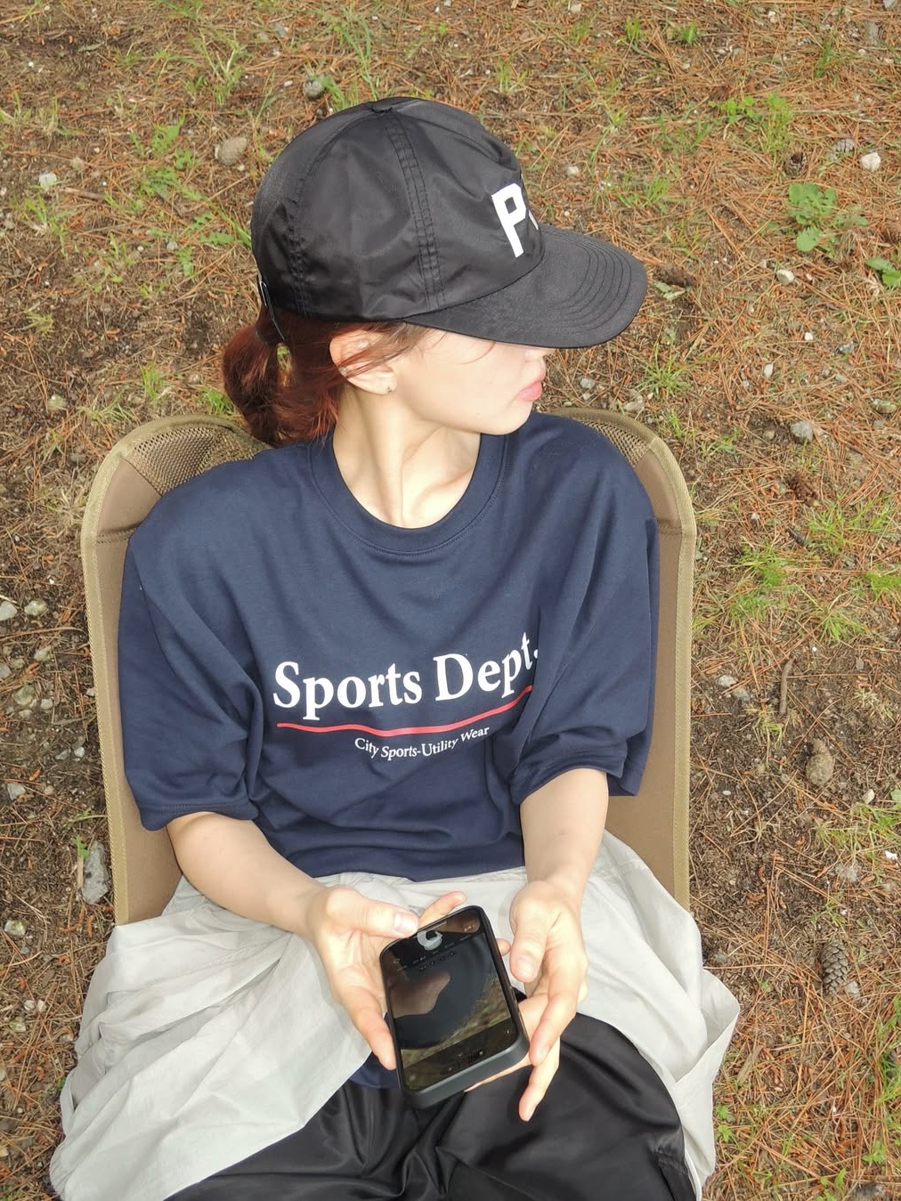 Sports Dept Line Logo T-shirt Navy, Salomon XT-6 ADV Black 착용 스타일 - 4