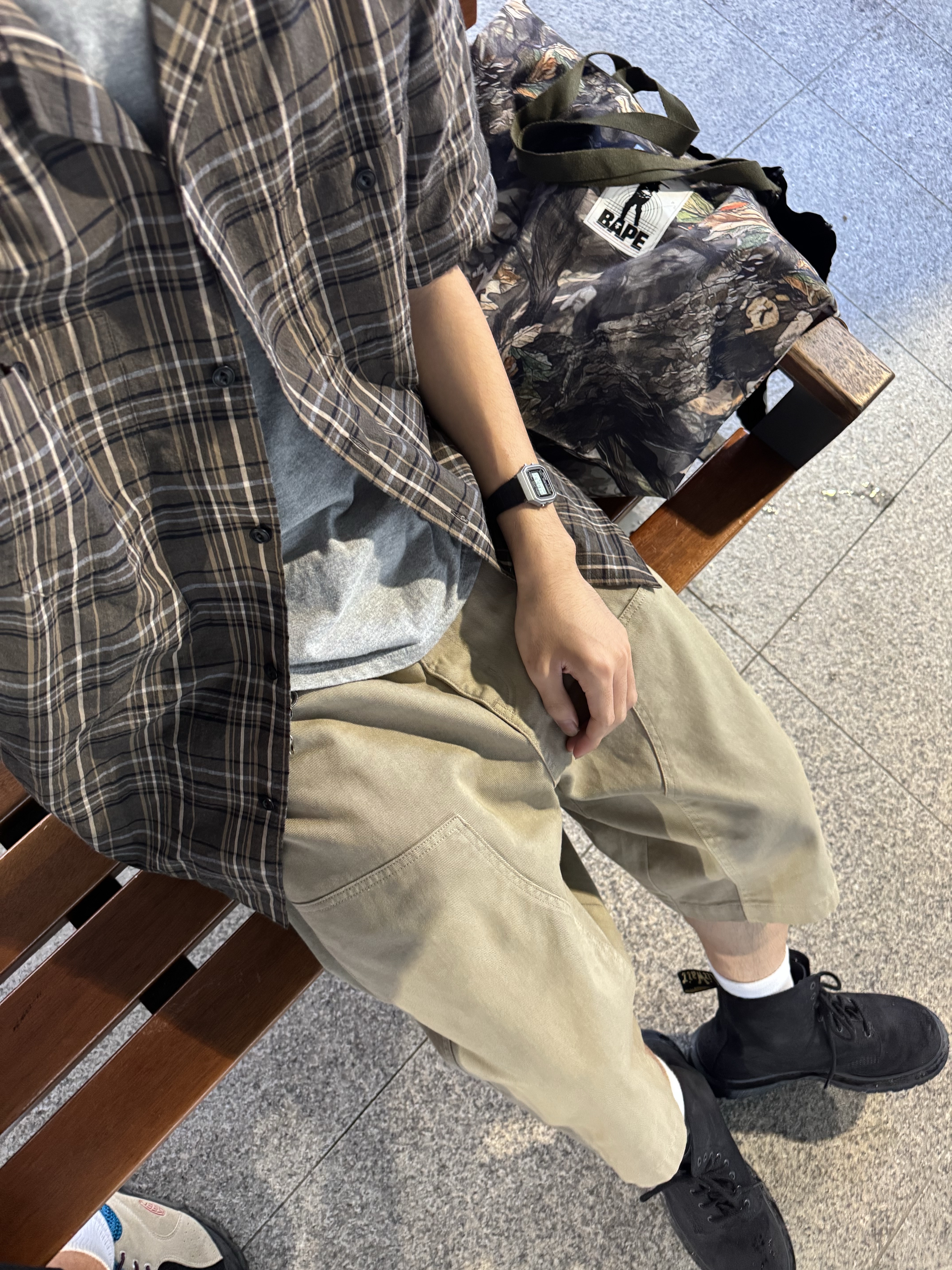 Khakis Madras Check S/S Shirt Black 착용 스타일 - 2