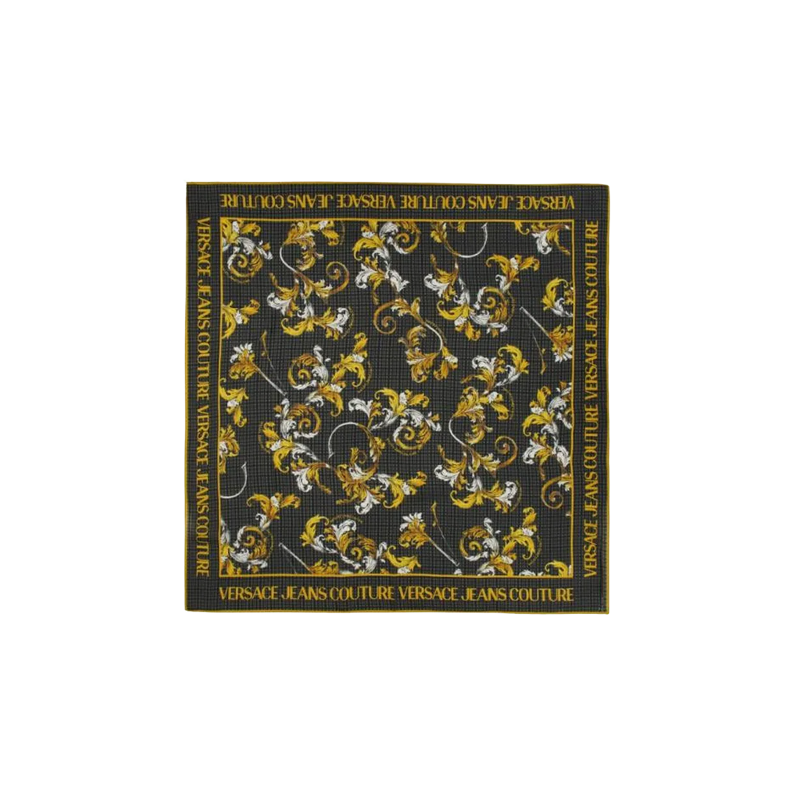 78HA7H02-ZG353-G89 Versace Logo Barocco Jeans Silk Scarf Black Gold