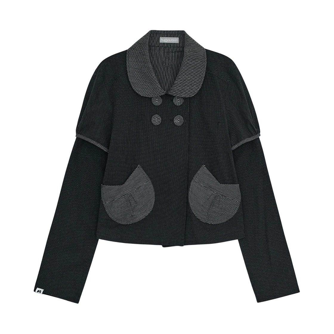 - (W) hugyourskin Detachable Round Jacket Black