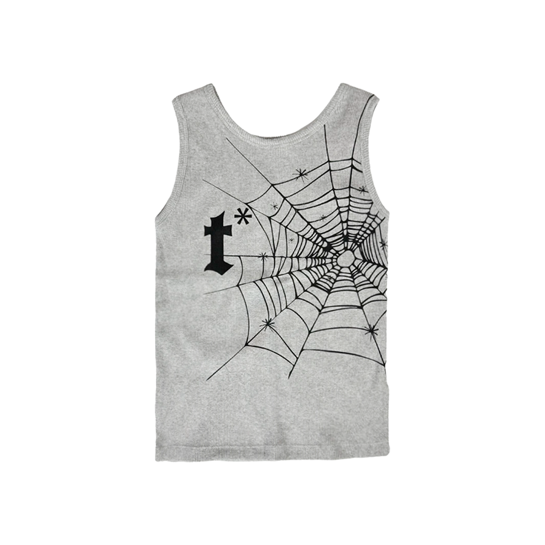 (W) 탄산마그네슘 스파이더 웹 슬리브리스 그레이((W) Tansanmagnesium Spider Web Sleeveless Grey)