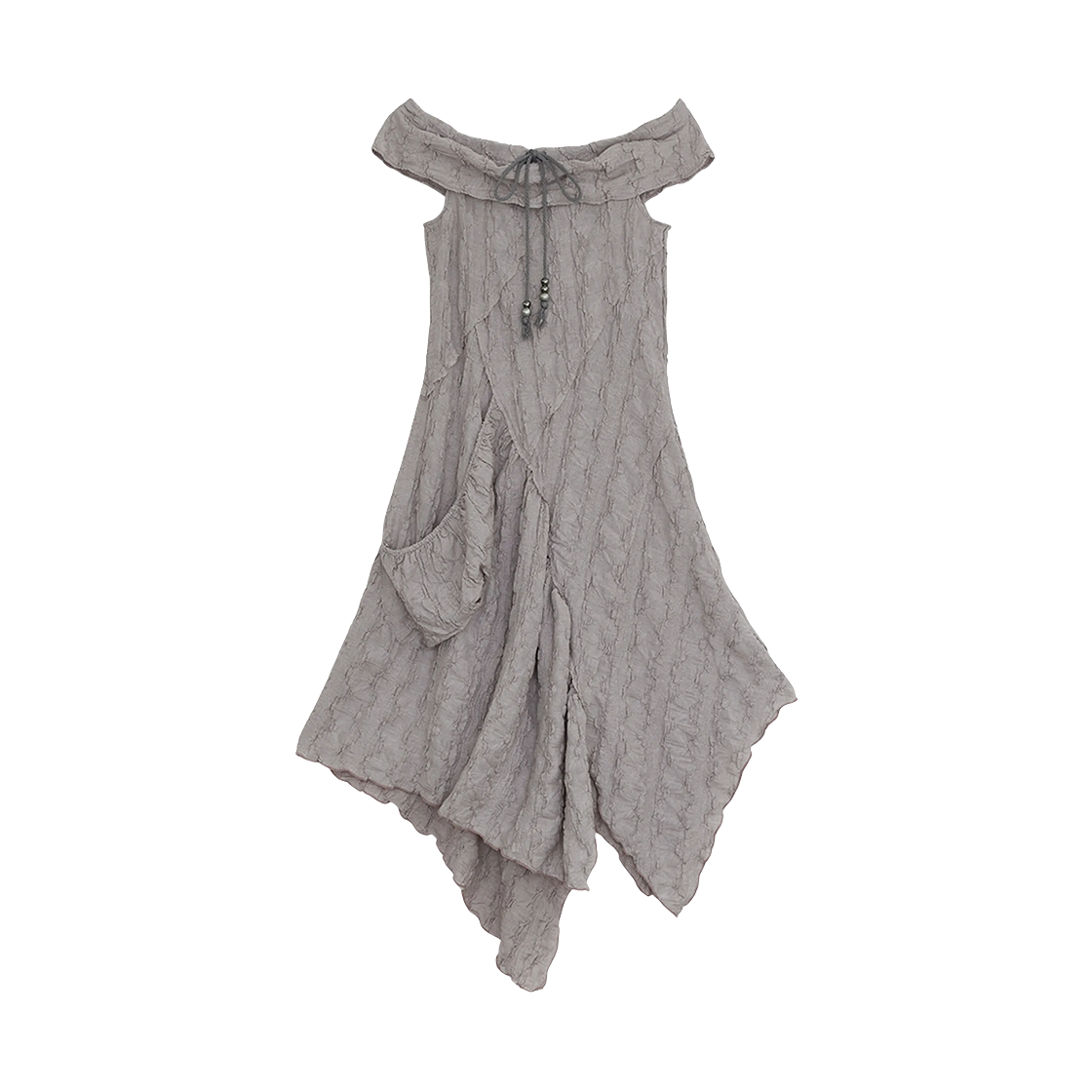 - (W) hugyourskin Drawstring Off-Shoulder Dress Pink