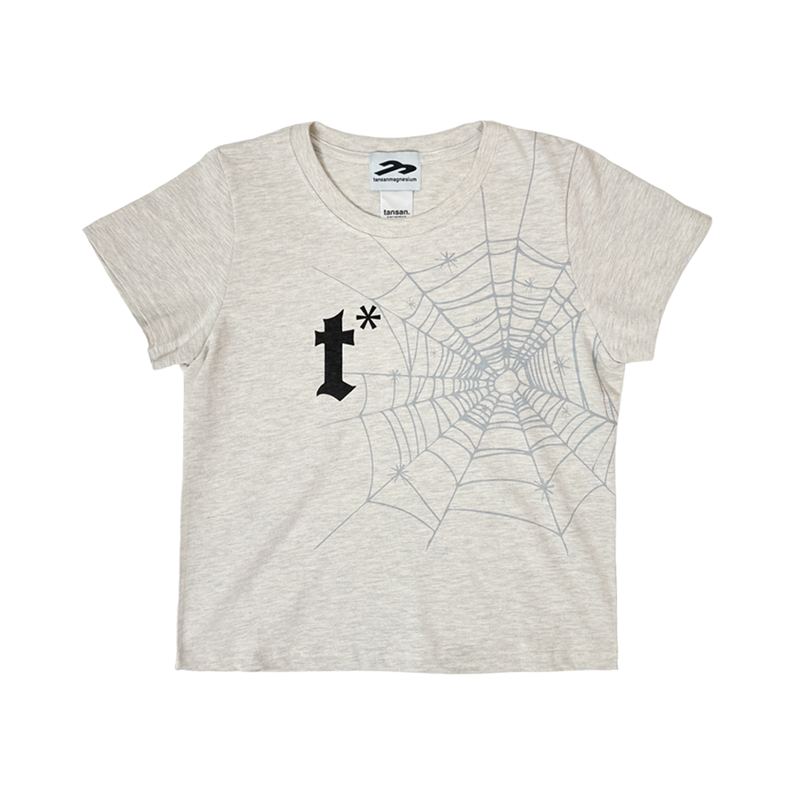 (W) 탄산마그네슘 스파이더 웹 티셔츠 아이보리((W) Tansanmagnesium Spider Web T-Shirt Ivory)