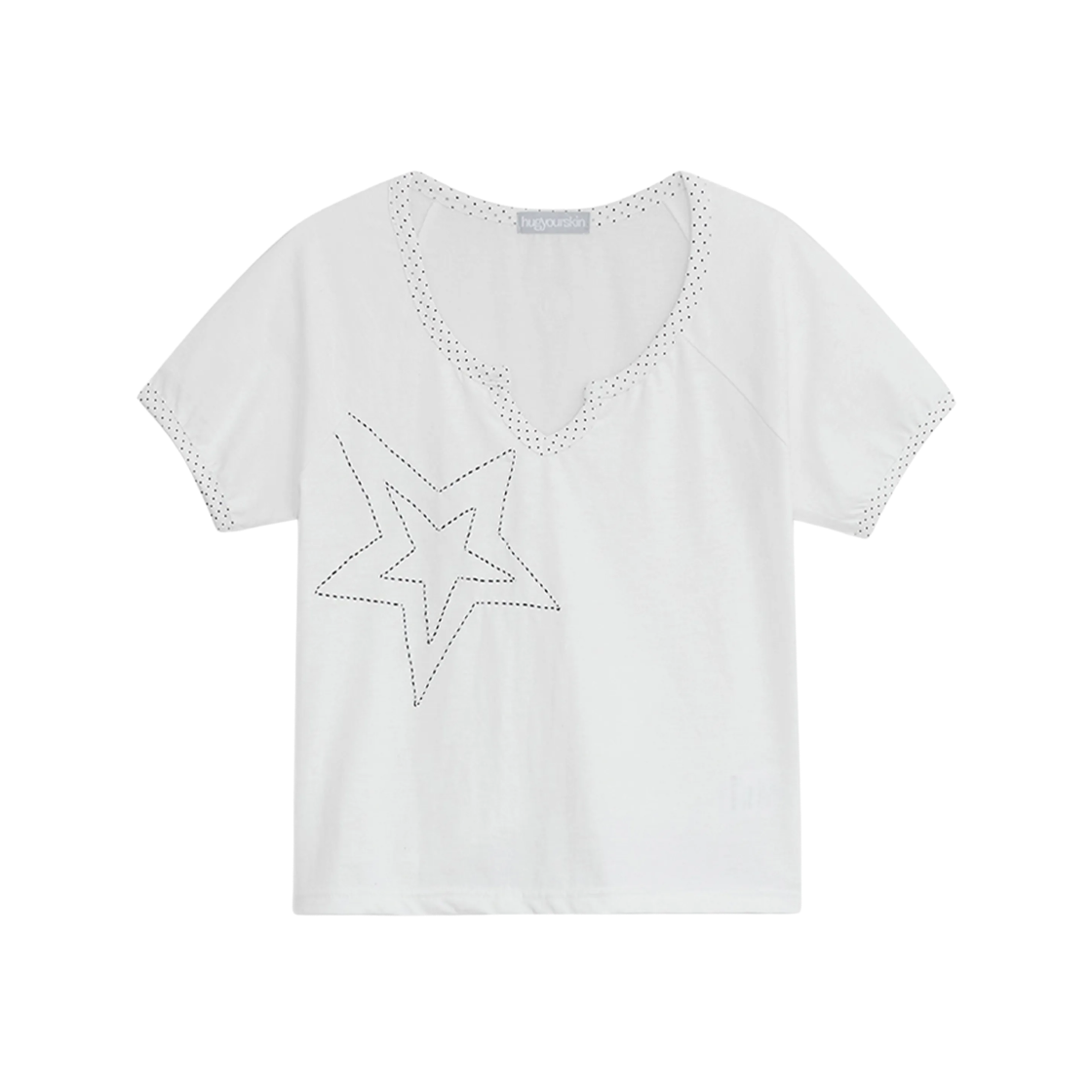 (W) 허그유어스킨 스타 스티치 탑 화이트((W) hugyourskin Star Stitch Top White)