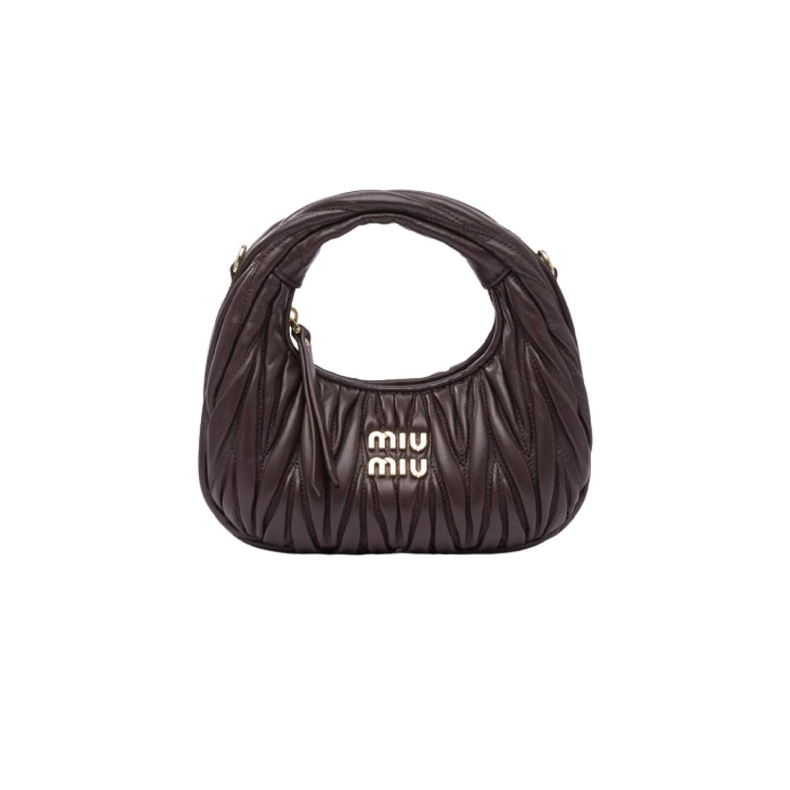 미우 미우 완더 마테라쎄 나파 레더 호보 미니백 브라운(Miu Miu Wander Matelasse Nappa Leather Hobo Mini Bag Brown)