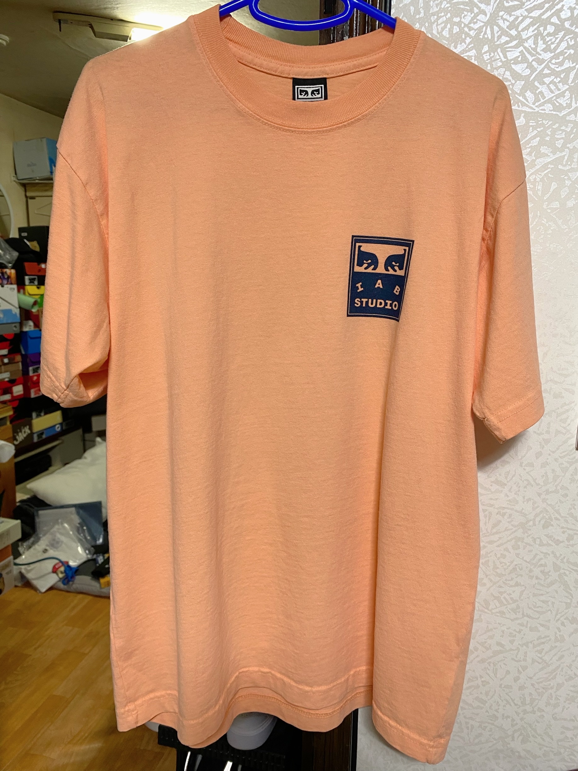 IAB Studio x Obey Eyes Icon T-Shirt Melon 착용 스타일
