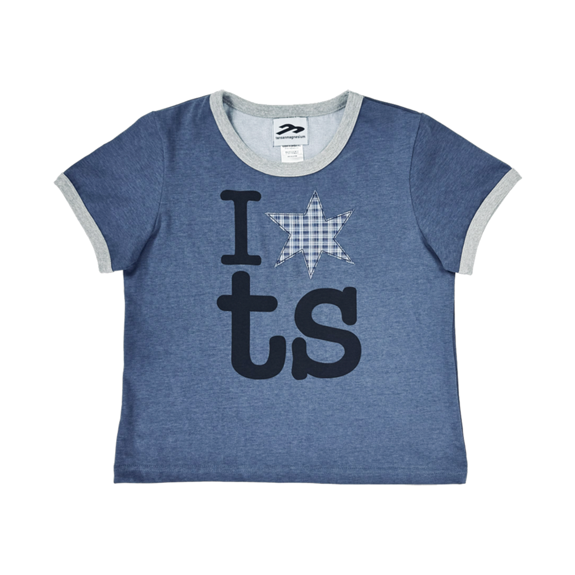 (W) 탄산마그네슘 링거 티셔츠 블루((W) Tansanmagnesium Ringer T-Shirt Blue)