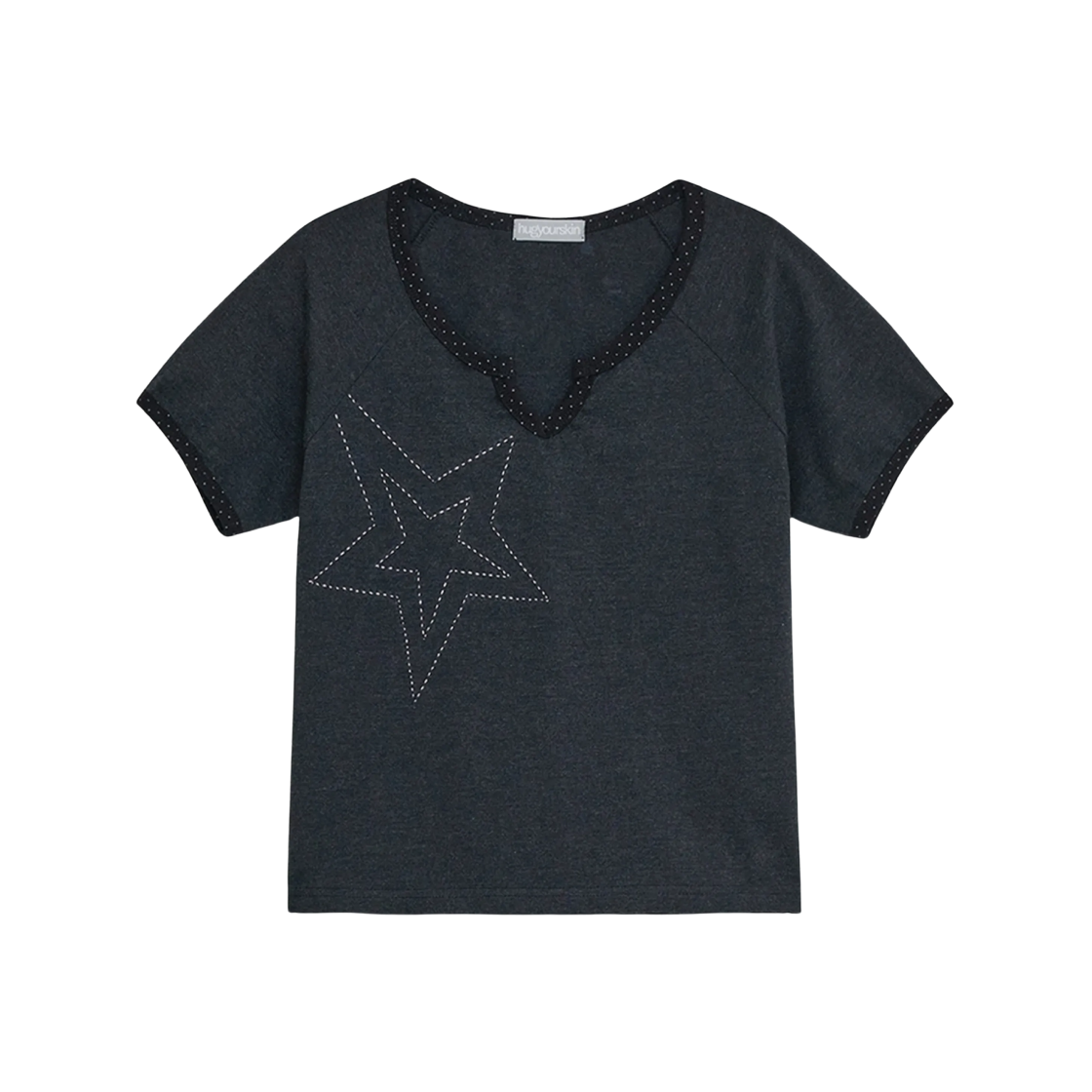 - (W) hugyourskin Star Stitch Top Charcoal
