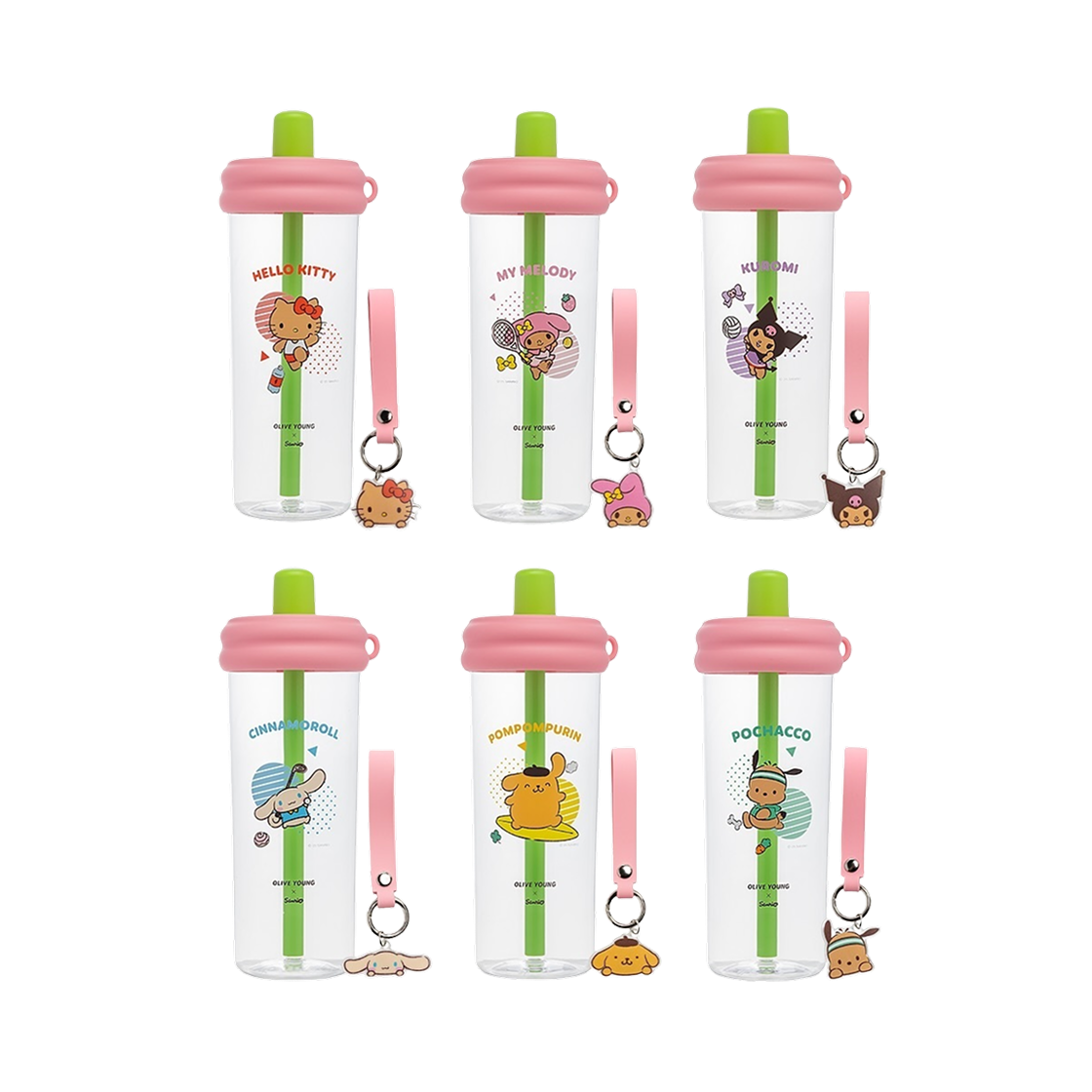 - Sanrio x Olive Young Random Water Bottle Charm Set (1 Blind Pack)