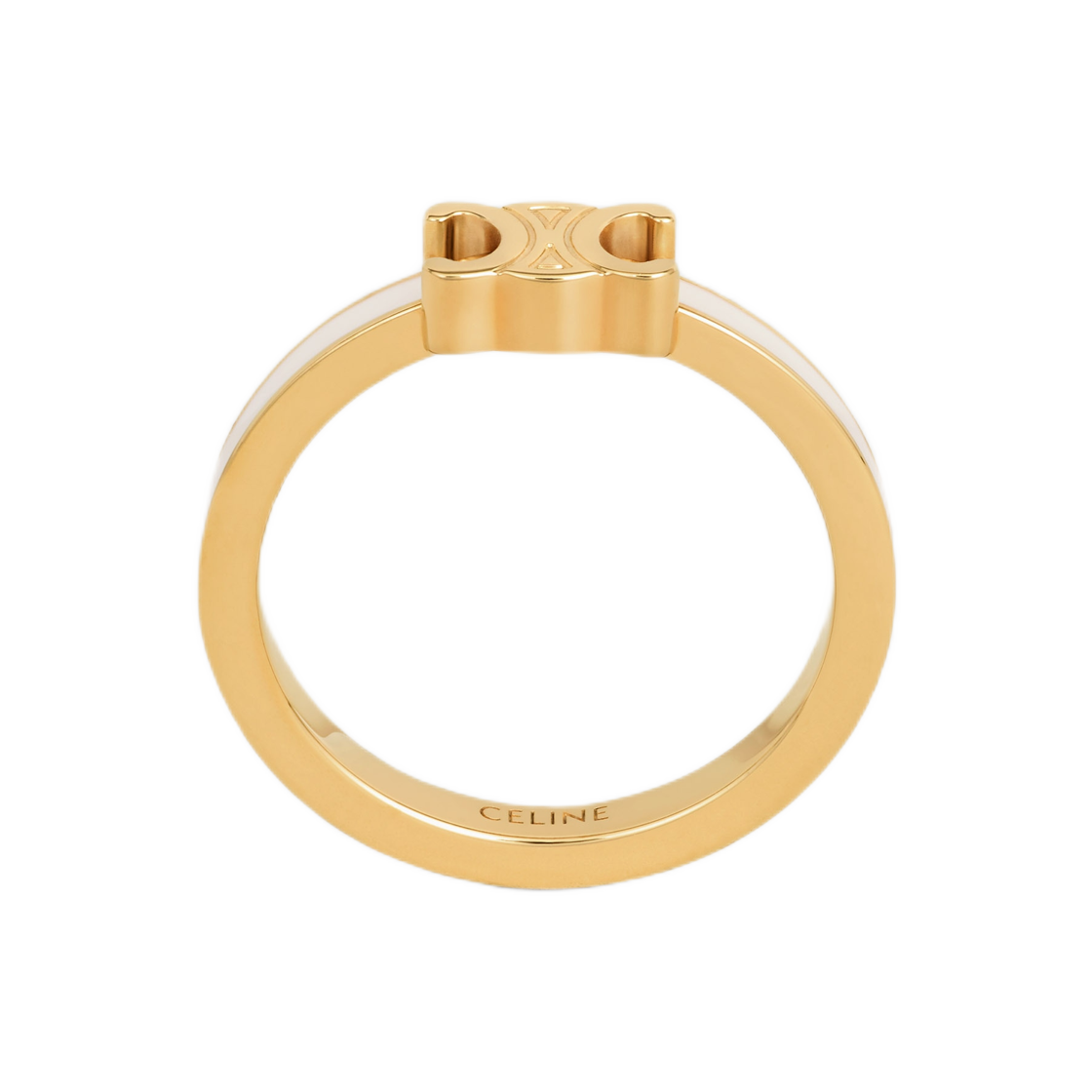 461NL6BRE-01GI (W) Celine Triomphe Ring in Enamel and Brass with Gold Finish Gold Ivory