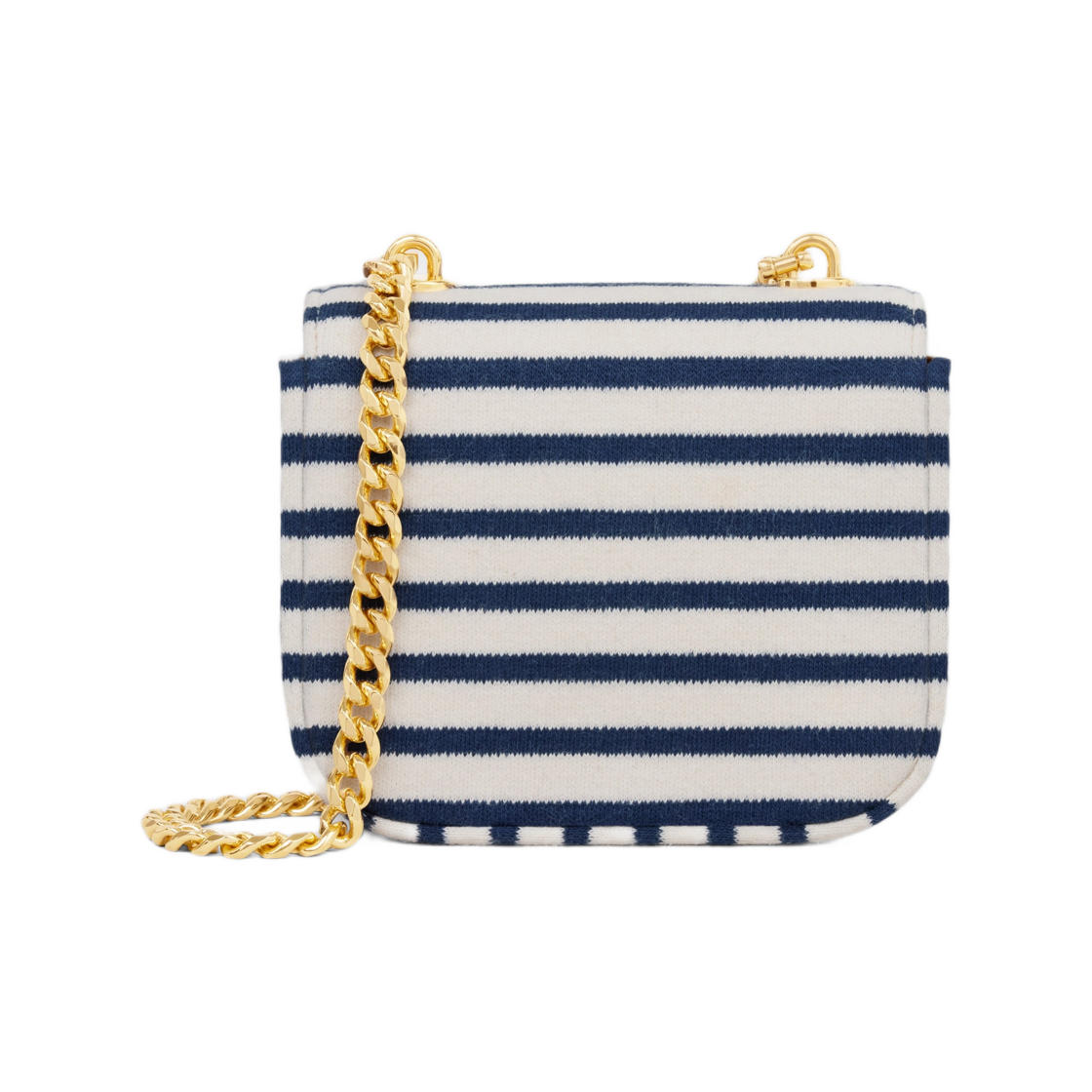 셀린느 미니 체인 클로드 스트라이프 텍스타일 네이비 탄(Celine Mini Chain Claude in Striped Textile Navy Tan) - 3