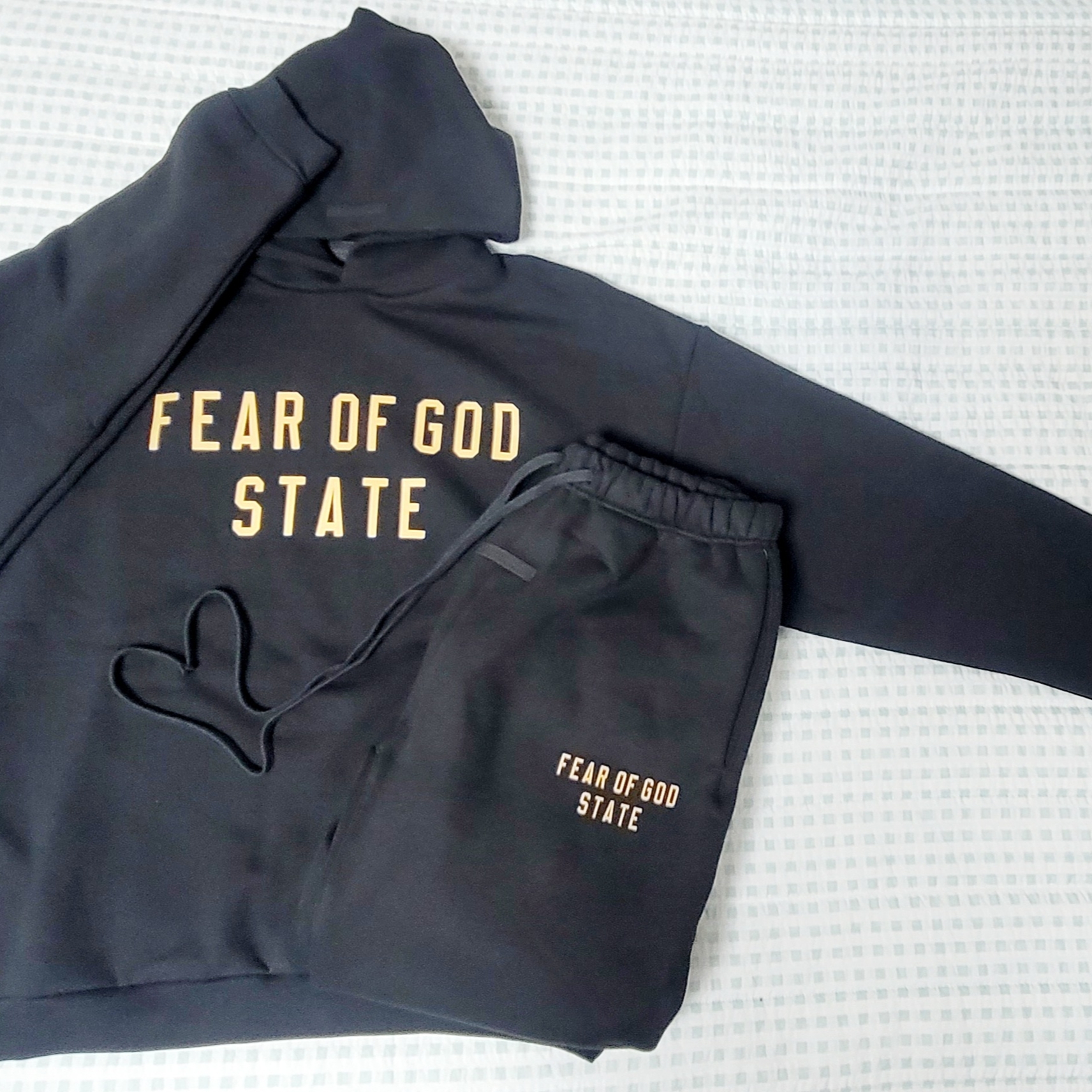 Essentials Fleece Essential State Sweatpant Black - 24FW, Essentials Fleece State Hoodie Black - 24FW 착용 스타일 - 1
