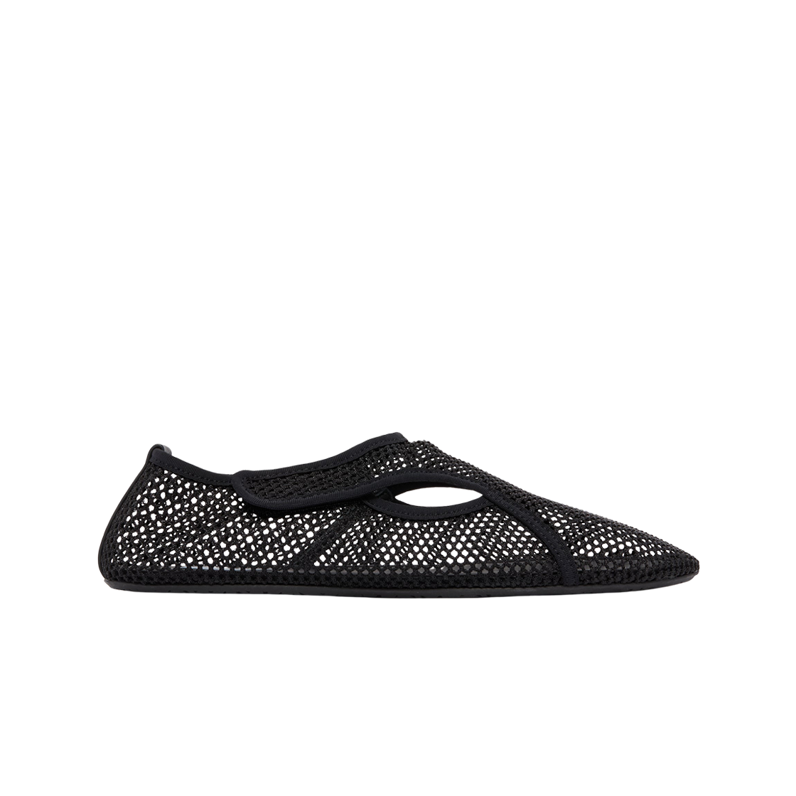 (W) 알라이아 피쉬넷 발레 플랫 블랙((W) Alaia Ballet Flats in Fishnet Black)