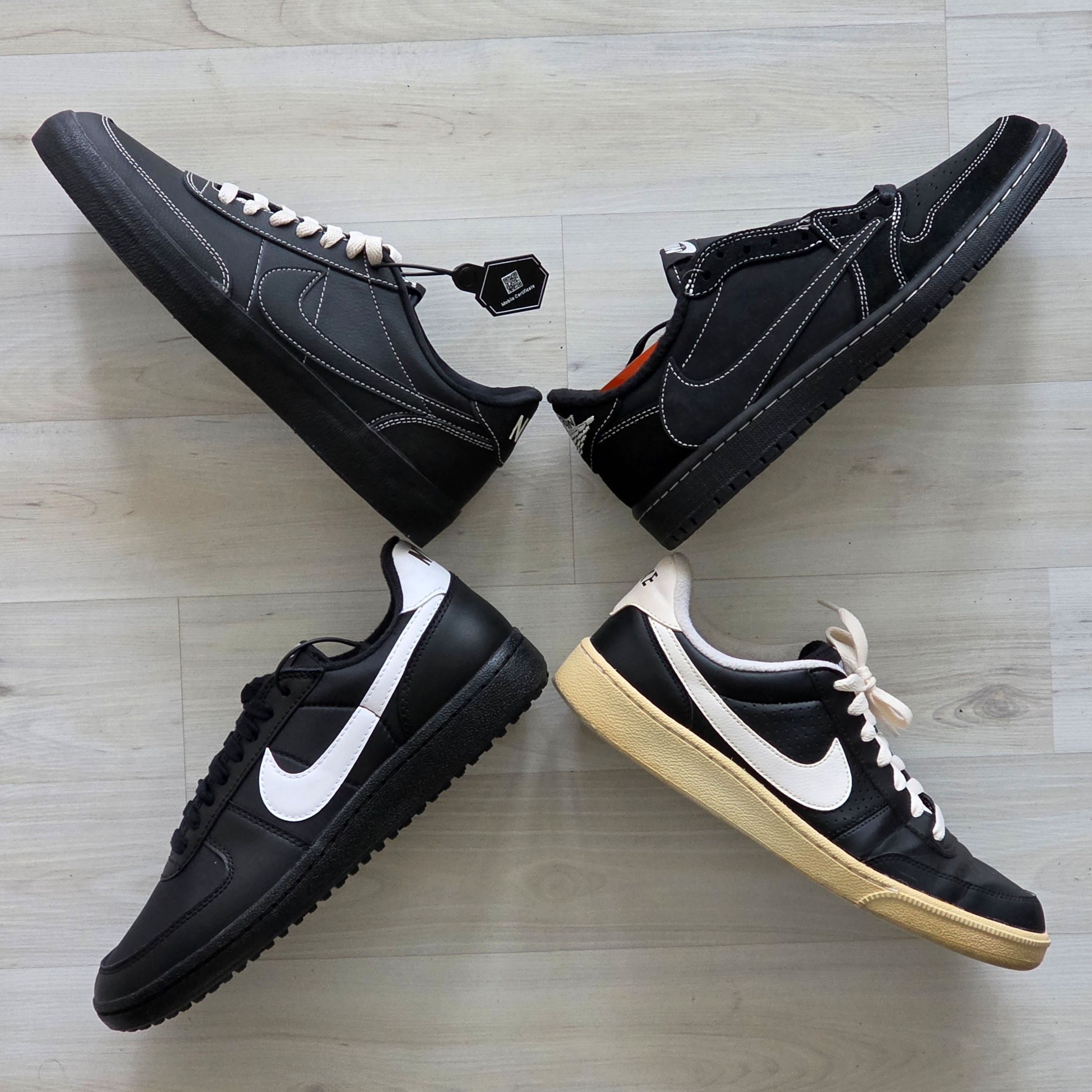 Jordan 1 x Travis Scott Retro Low OG SP Black Phantom, Nike Killshot 2 Black Phantom 착용 스타일 - 1