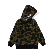 (Kids) BAPE 1st Camo Milo Shark Zip Hoodie Green