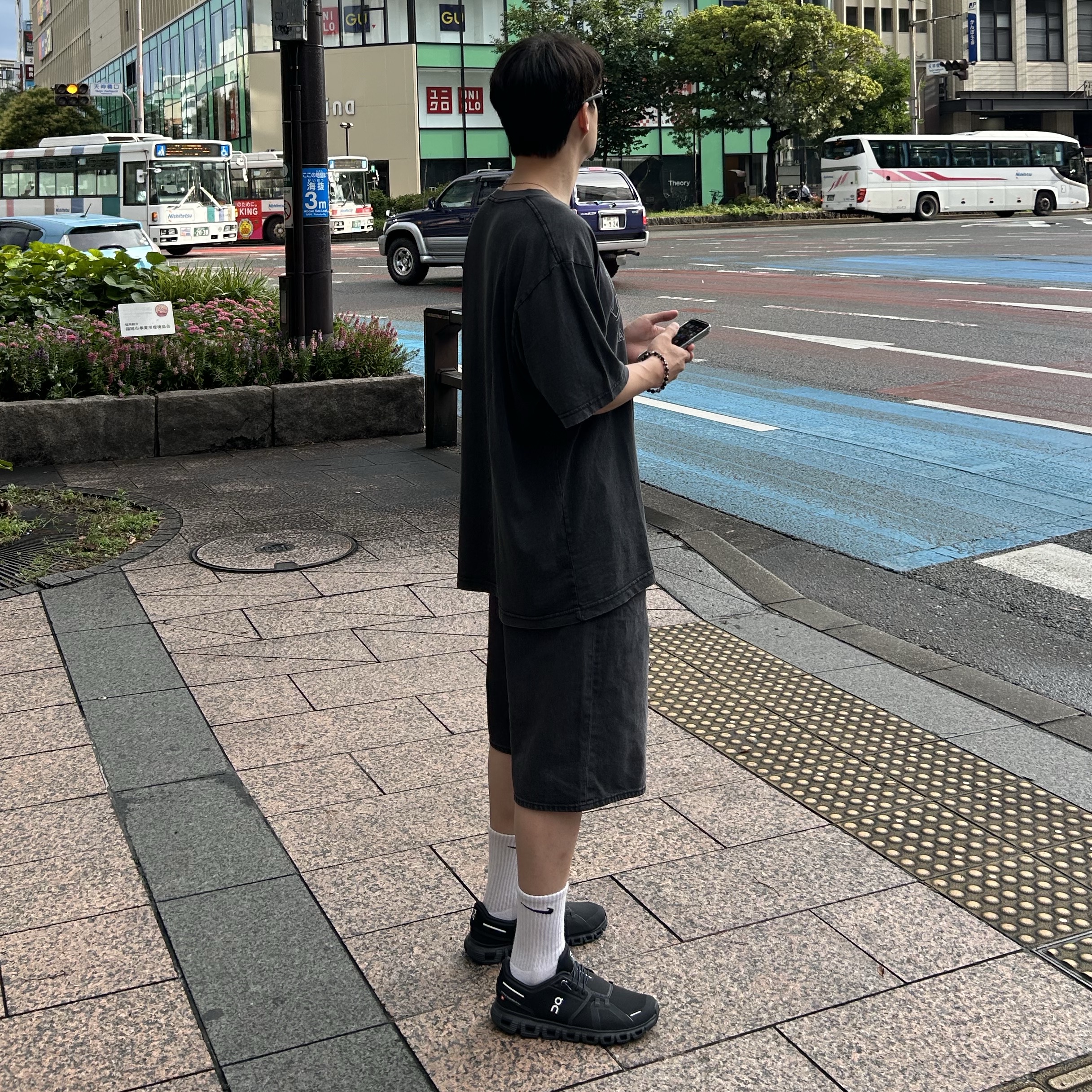The North Face Big Shot Black, On Running Cloud 6 Black 착용 스타일 - 2