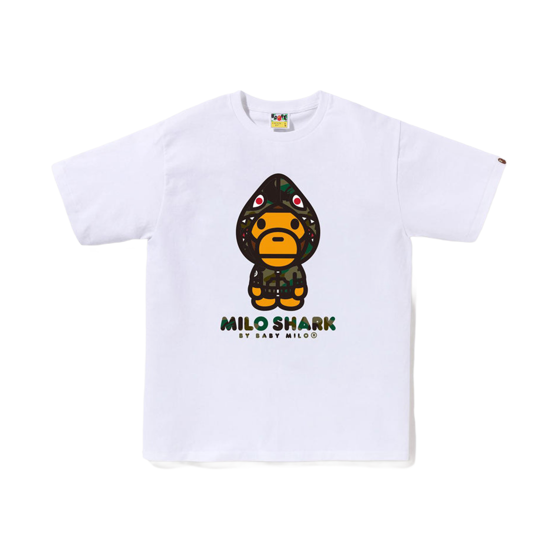 - BAPE 1st Camo Milo Shark FZH T-Shirt White Green