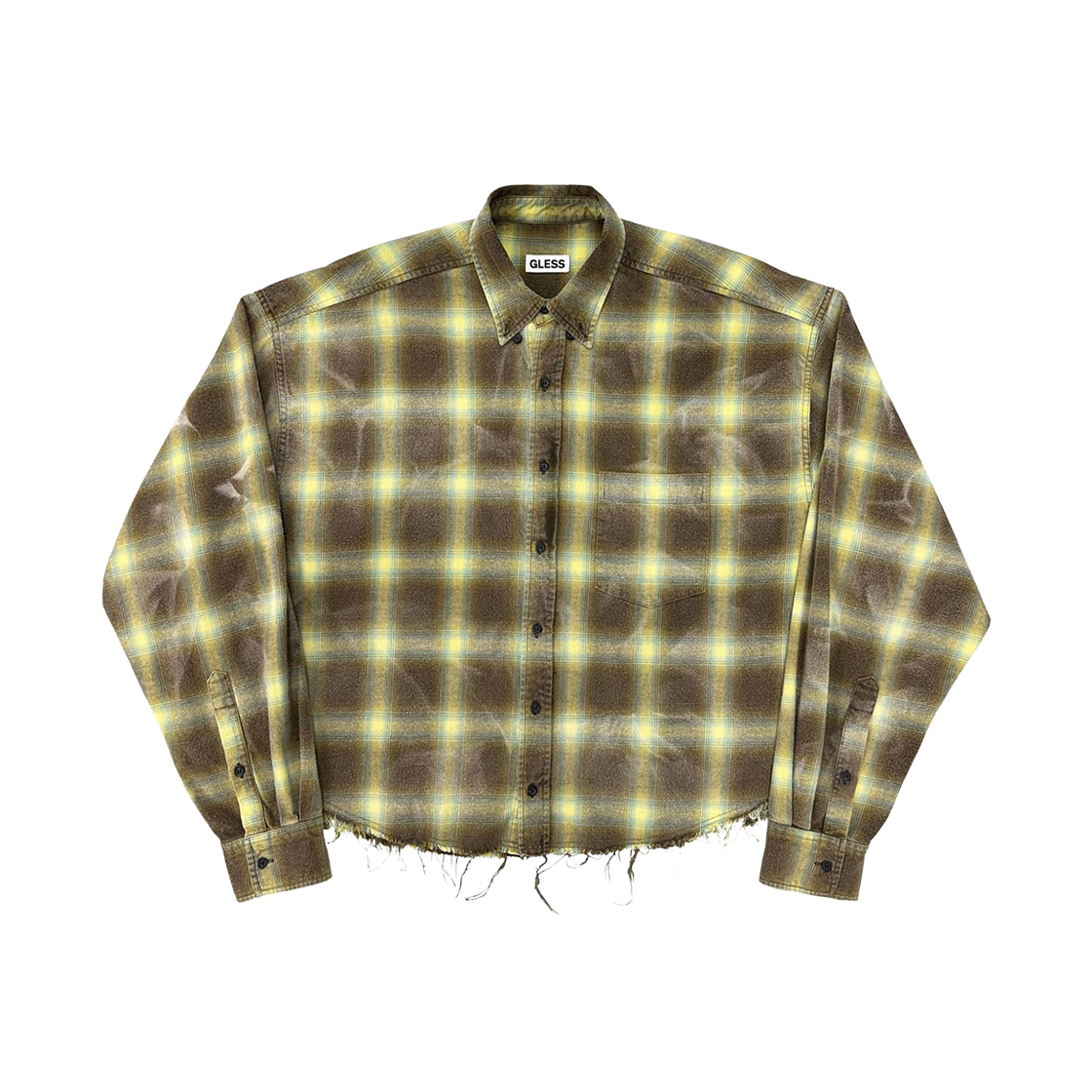 글레스 크롭 셔츠 024 그린 브라운(Gless Cropped Shirts 024 Green Brown)