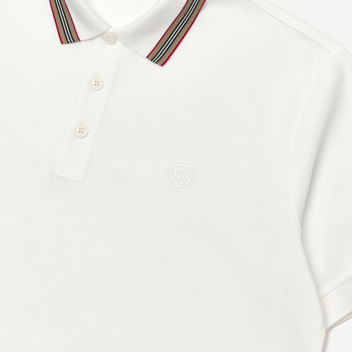 버버리 아이콘 스트라이프 칼라 코튼 폴로 셔츠 화이트(Burberry Icon Stripe Collar Cotton Polo Shirt White) - 3