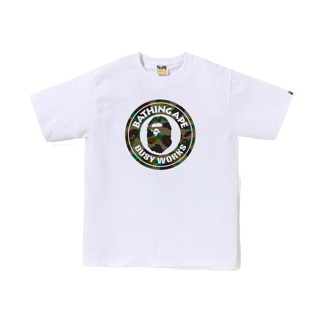 - BAPE 1st Camo Busy Works T-Shirt White Green