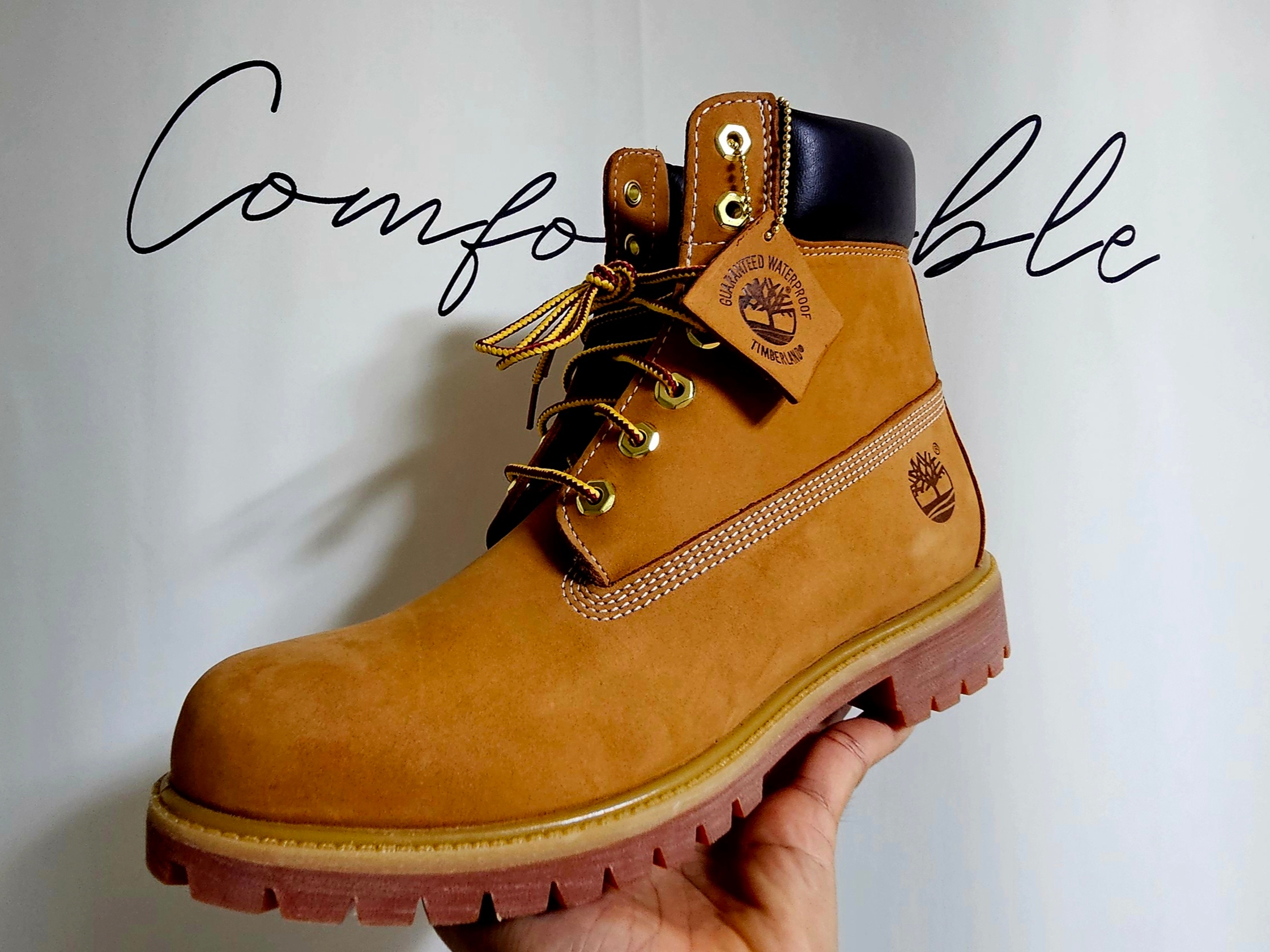 Timberland Premium 6 inch Waterproof Boot Wheat Nubuck - Medium 착용 스타일 - 1