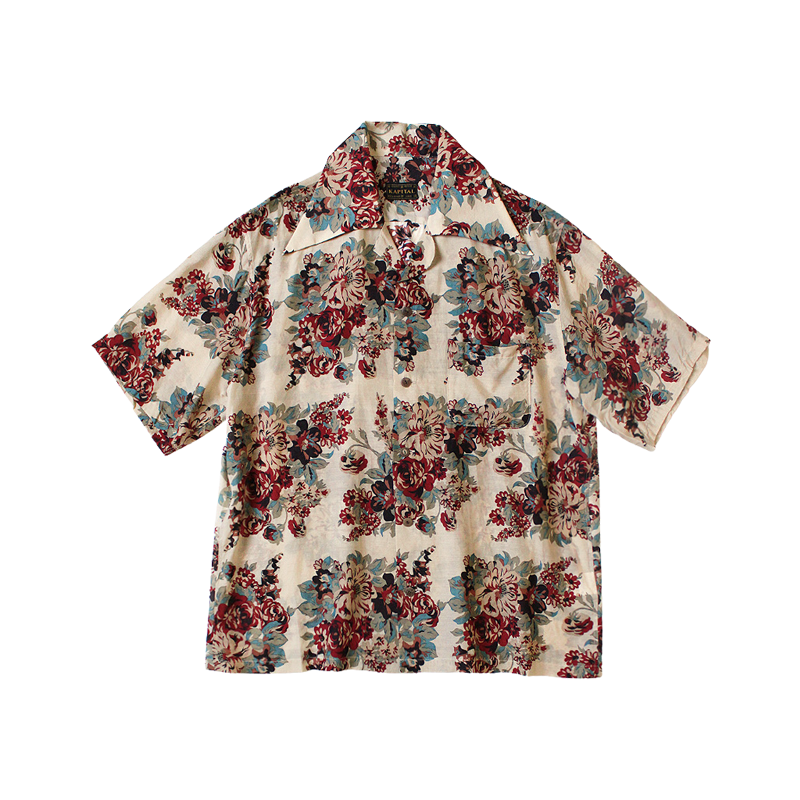 K2505SS206 Kapital Silk Rayon Champetre A.Ma.Ter.La.Ce Pattern Wrangle Collar Aloha Shirt Kinari