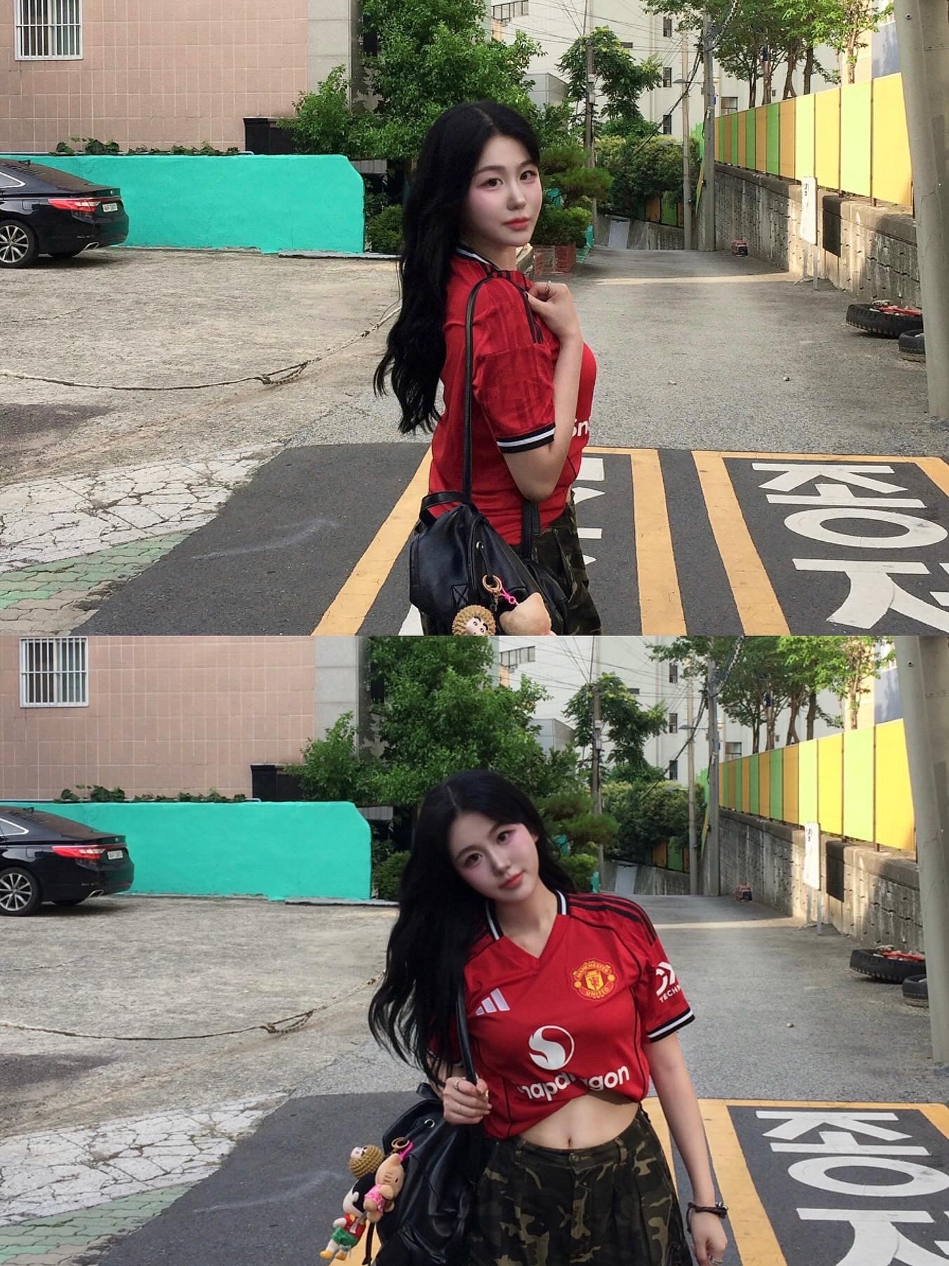 Adidas Manchester United 2025/26 Home Jersey Mufc Red - KR Sizing (Non Marking Ver.) 착용 스타일