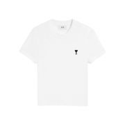 (W) AMI de Coeur Cotton Cropped T-Shirt White Black