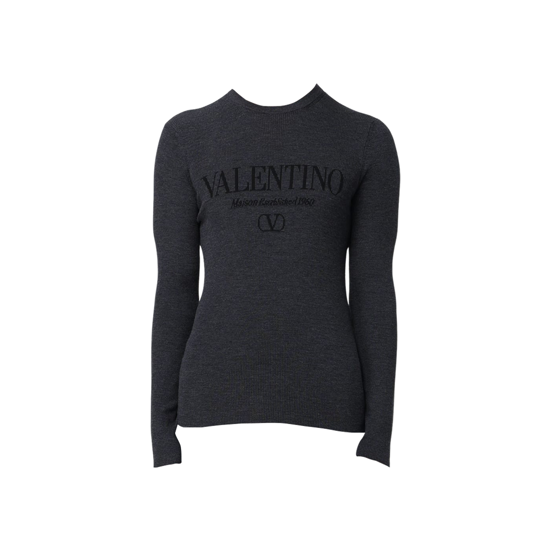 KC30HAB0080 Valentino Vlogo Intarsia Crewneck Sweater Grey