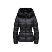 (W) Moncler Boed Hooded Shearing Trim Short Down Jacket Black - 25FW