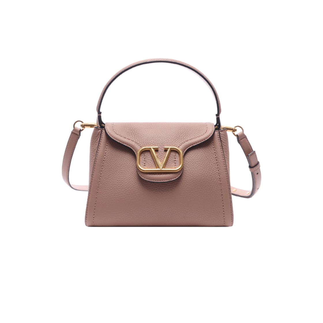 발렌티노 올타임 앤티크 브라스 로고 탑 핸들백 로즈 카넬(Valentino Alltime Antique Brass Logo Top Handle Bag Rose Cannelle)