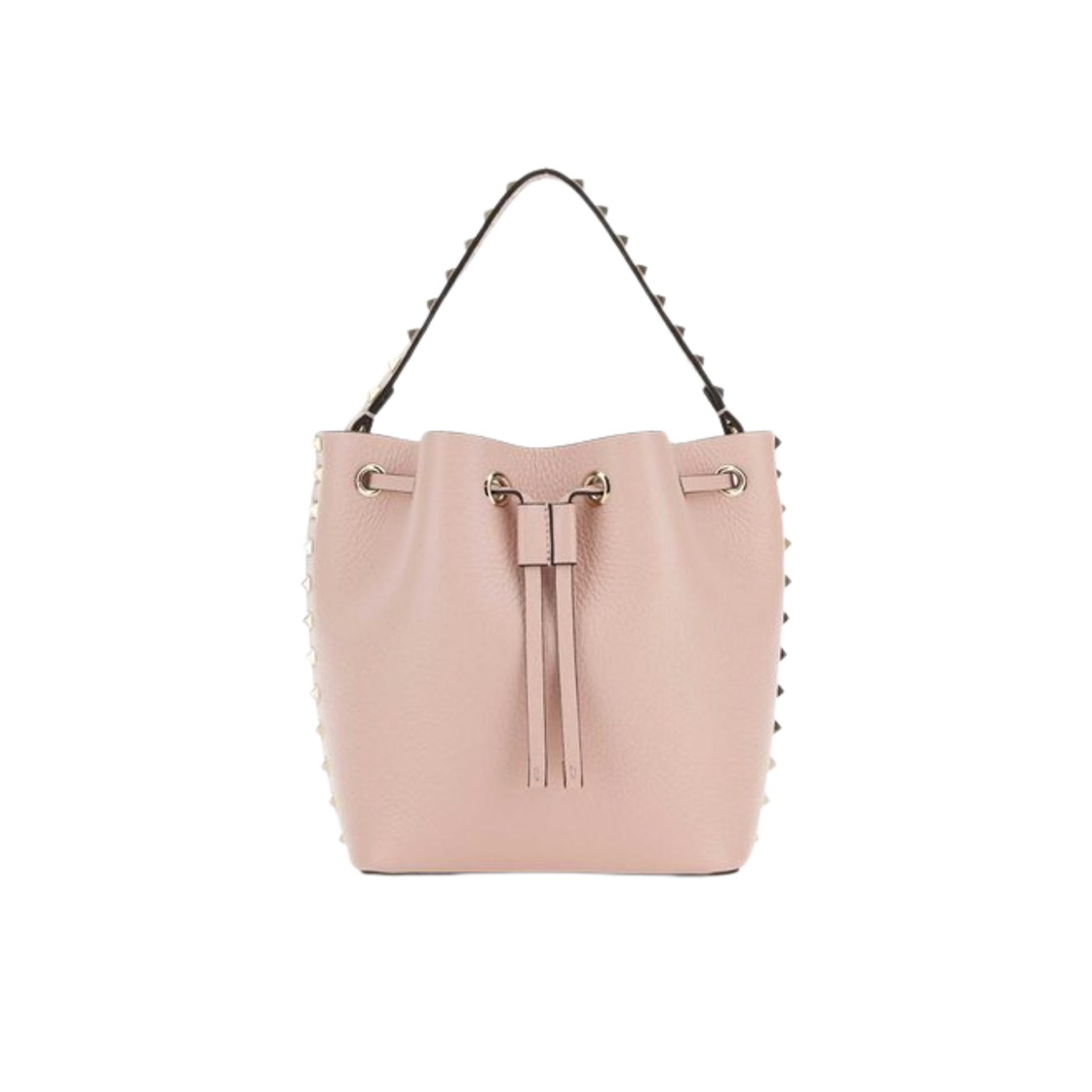발렌티노 락스터드 그레이니 카프스킨 버킷백 로즈 쿼츠(Valentino Rockstud Grainy Calfskin Bucket Bag Rose Quartz) - 1