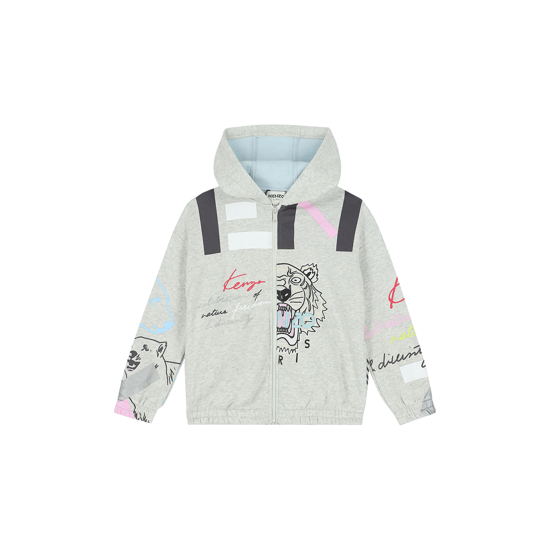 (키즈) 겐조 풀 집 후드 그레이((Kids) Kenzo Full Zip Hoodie Grey)