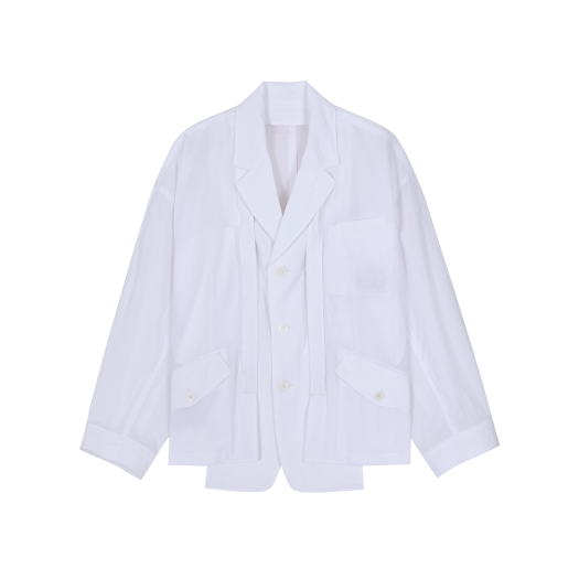 SH3JK363IV Songzio Homme Lapel Detachable Oriental Jacket Ivory