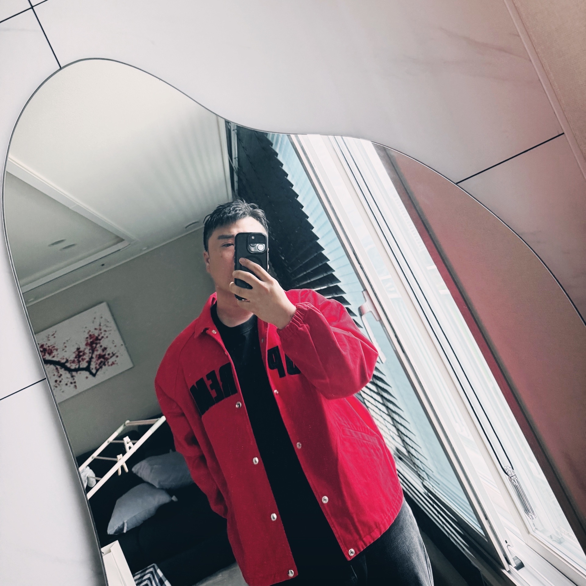 Supreme Arc Denim Coaches Jacket Red - 25SS 착용 스타일