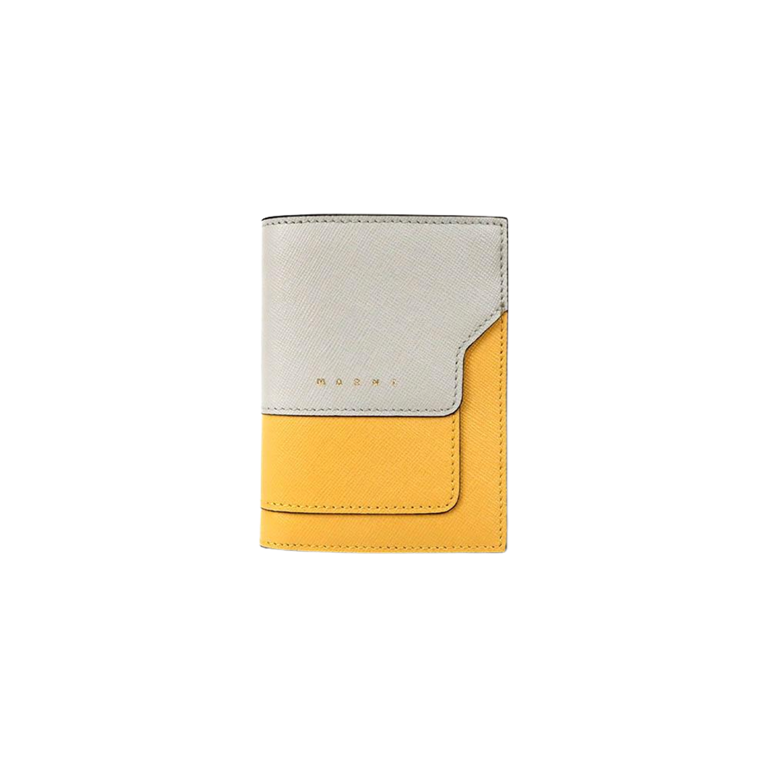 PFMOQ14U11-LV520-Z391N Marni Saffiano Bi-Fold Wallet Yellow Grey
