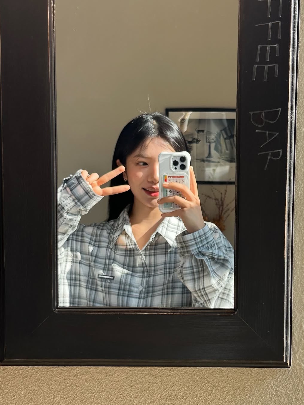 SLOW RECORD HOUSE Seersucker Oversized Check Shirts Black 착용 스타일 - 4