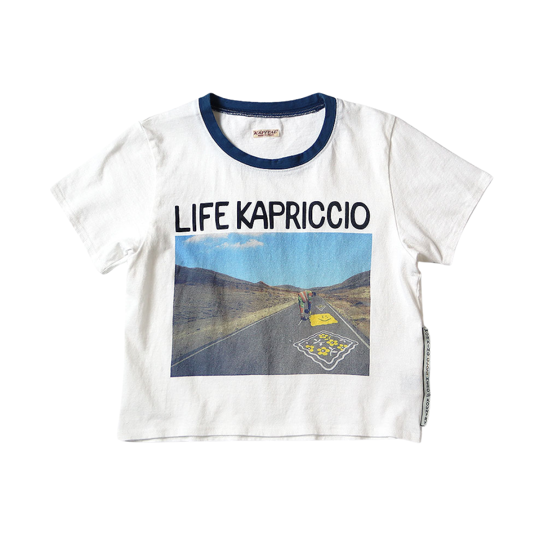 K2503SC120 (W) Kapital 20 Jersey Cropped T-Shirt Life Kapriccio Road Sign Painter Pt White
