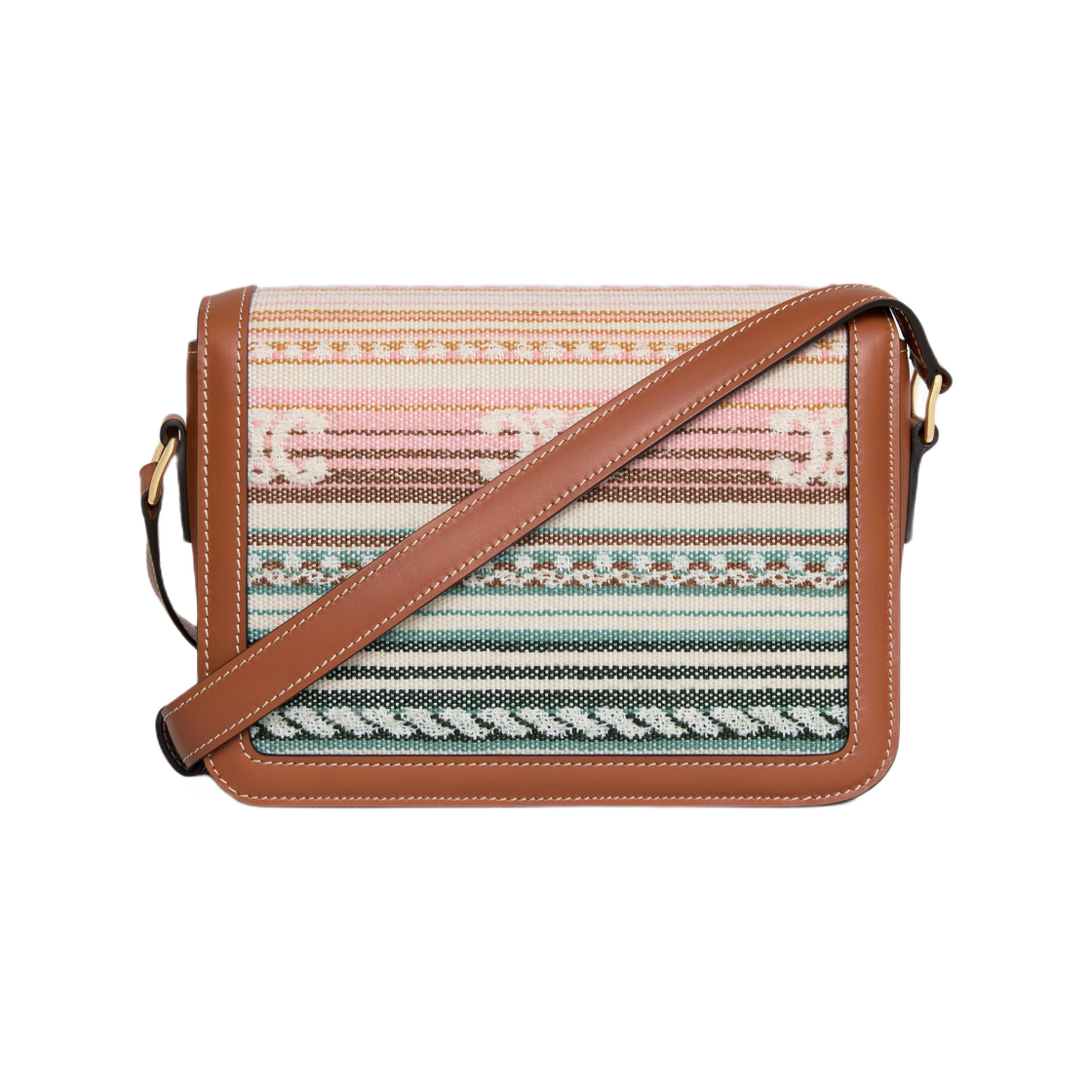 셀린느 틴 트리옹프 백 스트라이프 텍스타일 앤 카프스킨 멀티컬러(Celine Teen Triomphe Bag in Striped Textile and Calfskin Multicolor) - 3