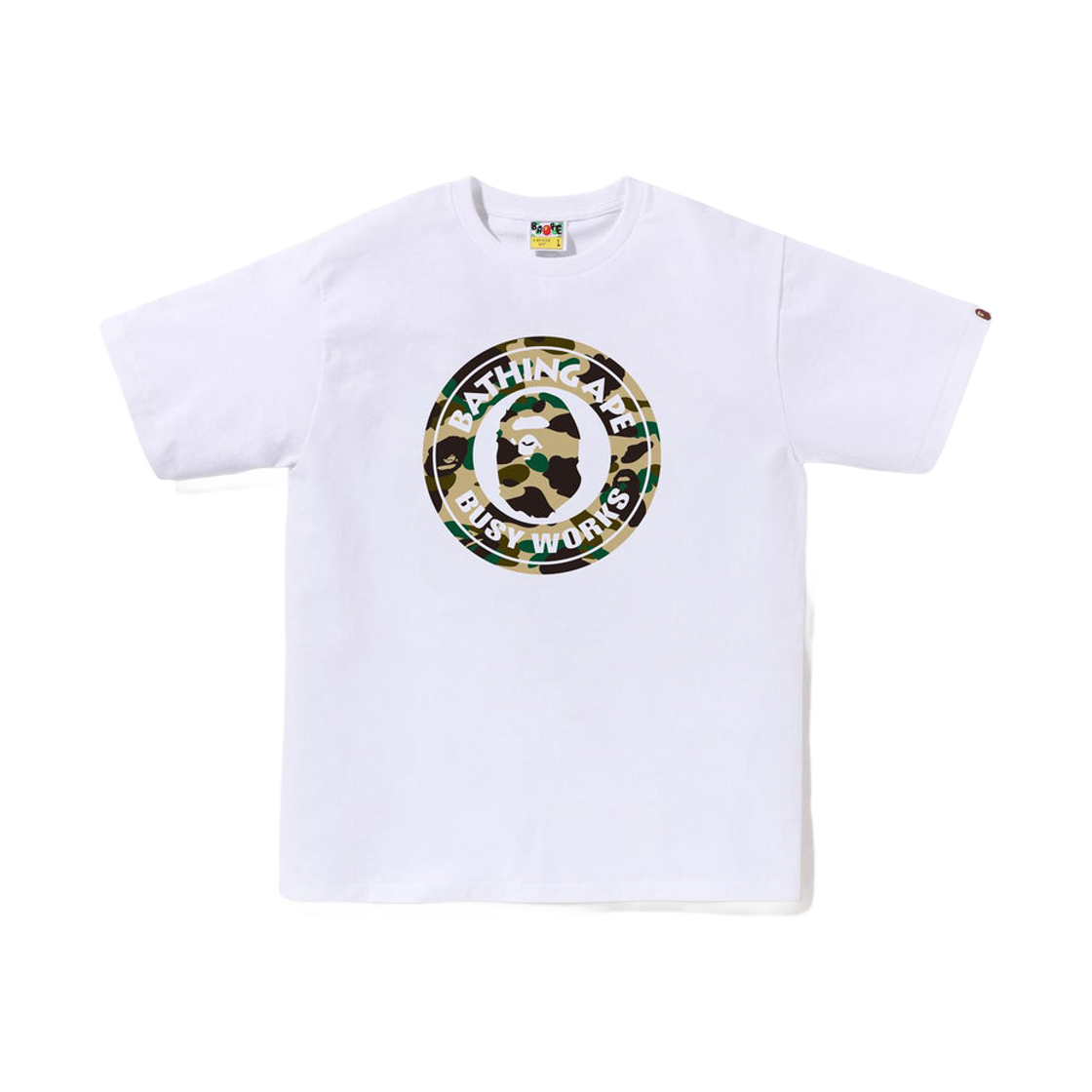 베이프 퍼스트 카모 비지 웍스 티셔츠 화이트 옐로우(BAPE 1st Camo Busy Works T-Shirt White Yellow) - 1