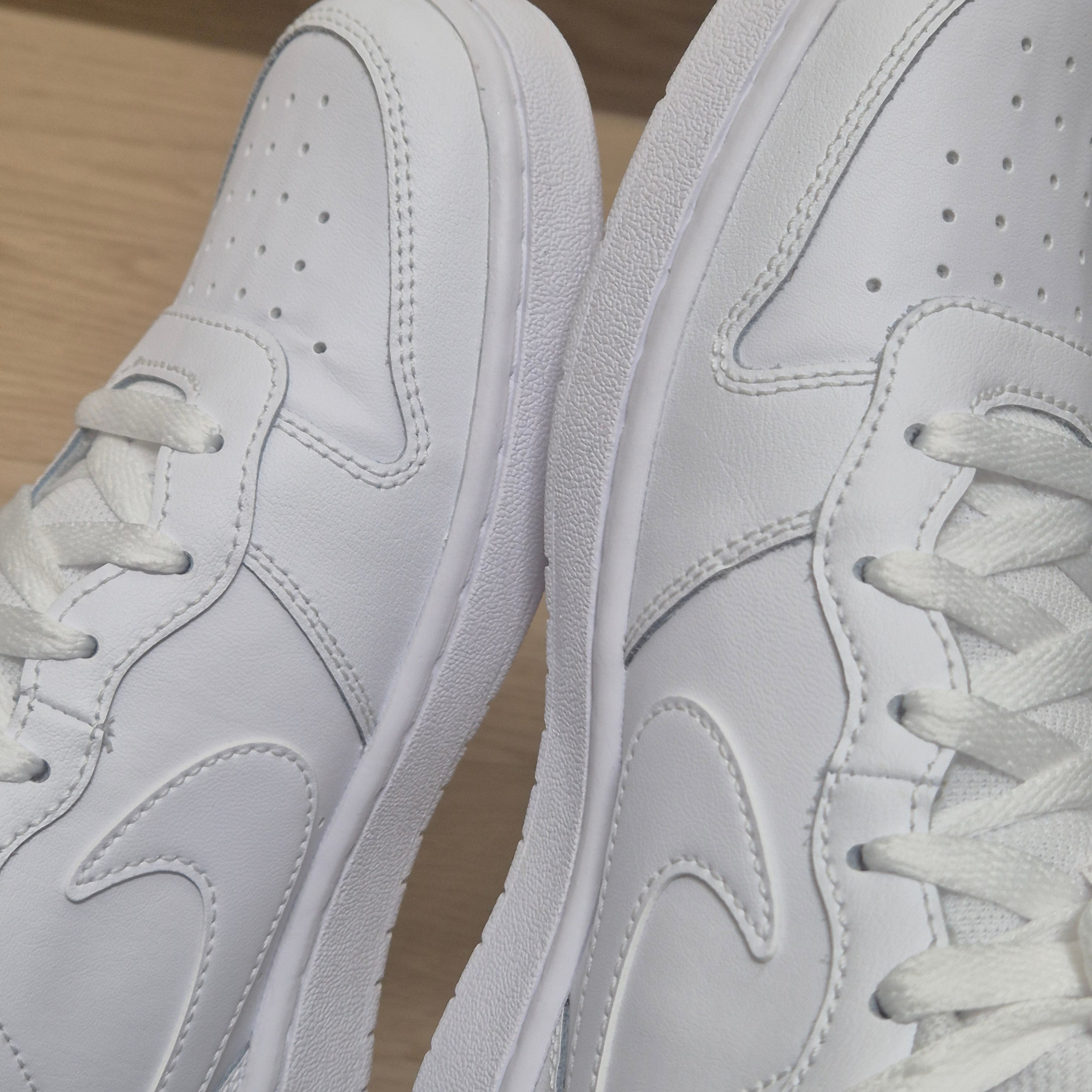 (GS) Nike Court Borough Low 2 Triple White 착용 스타일 - 1